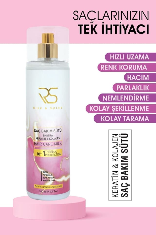 شیر مراقبت از مو rise and shine حاوی کراتین و کلاژن 200 ml شیر مراقبت از مو rise and shine حاوی کراتین و کلاژن 200 ml