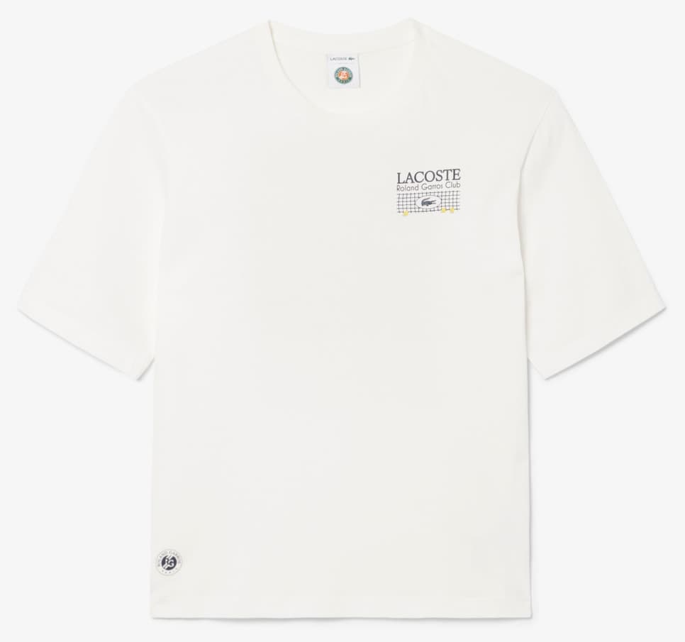 تیشرت مردانه Lacoste فیت ریلکس چاپدار سفید Roland-Garros تیشرت مردانه Lacoste فیت ریلکس چاپدار سفید Roland-Garros