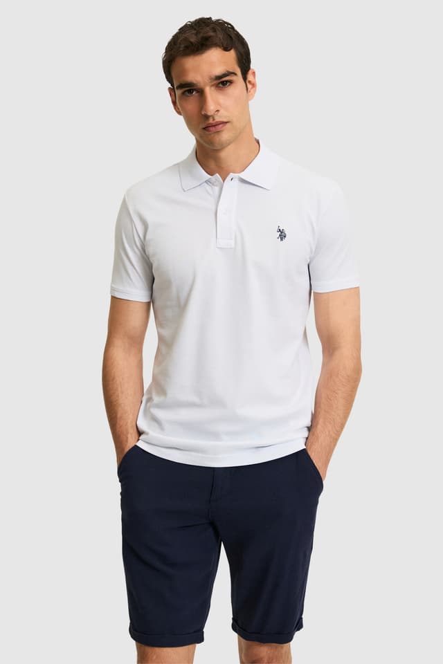 تیشرت مردانه U.S. Polo Assn. اسلیم فیت یقه پولو سفید بیسیک مدل 50322347-VR013 تیشرت مردانه U.S. Polo Assn. اسلیم فیت یقه پولو سفید بیسیک مدل 50322347-VR013