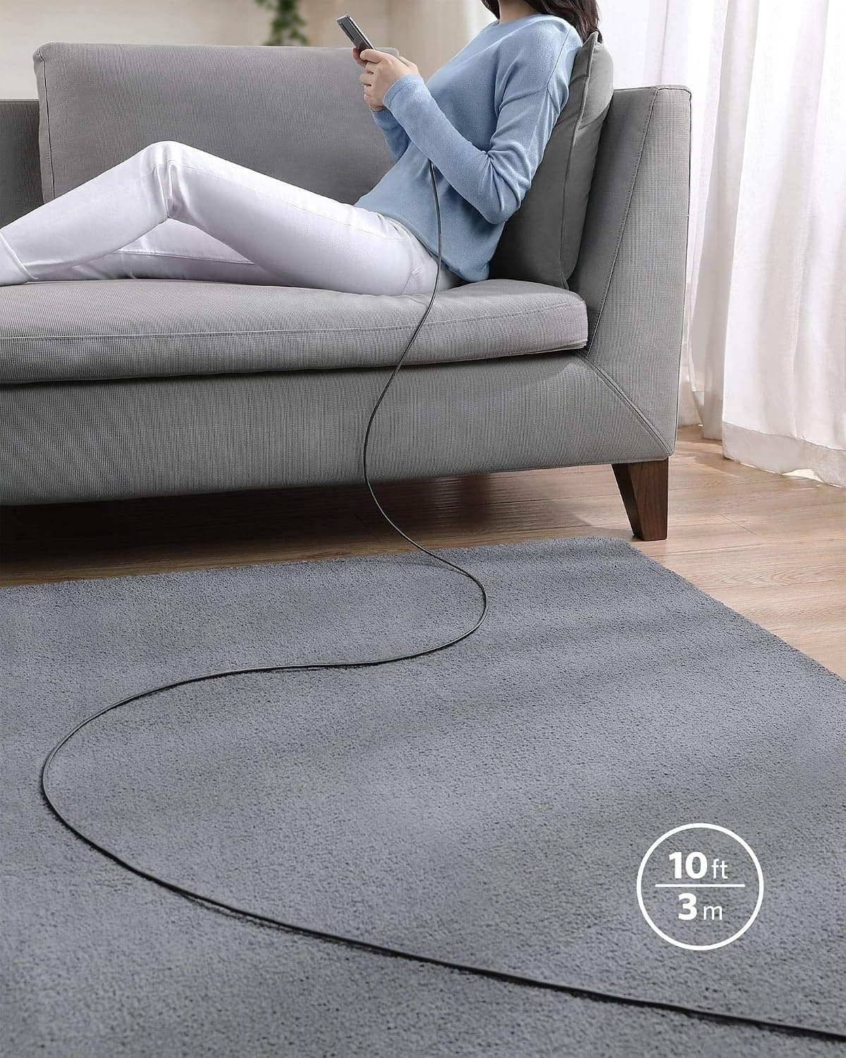 کابل Anker USB-C به USB-C شارژ سریع 100W سه متری مشکی کابل Anker USB-C به USB-C شارژ سریع 100W سه متری مشکی