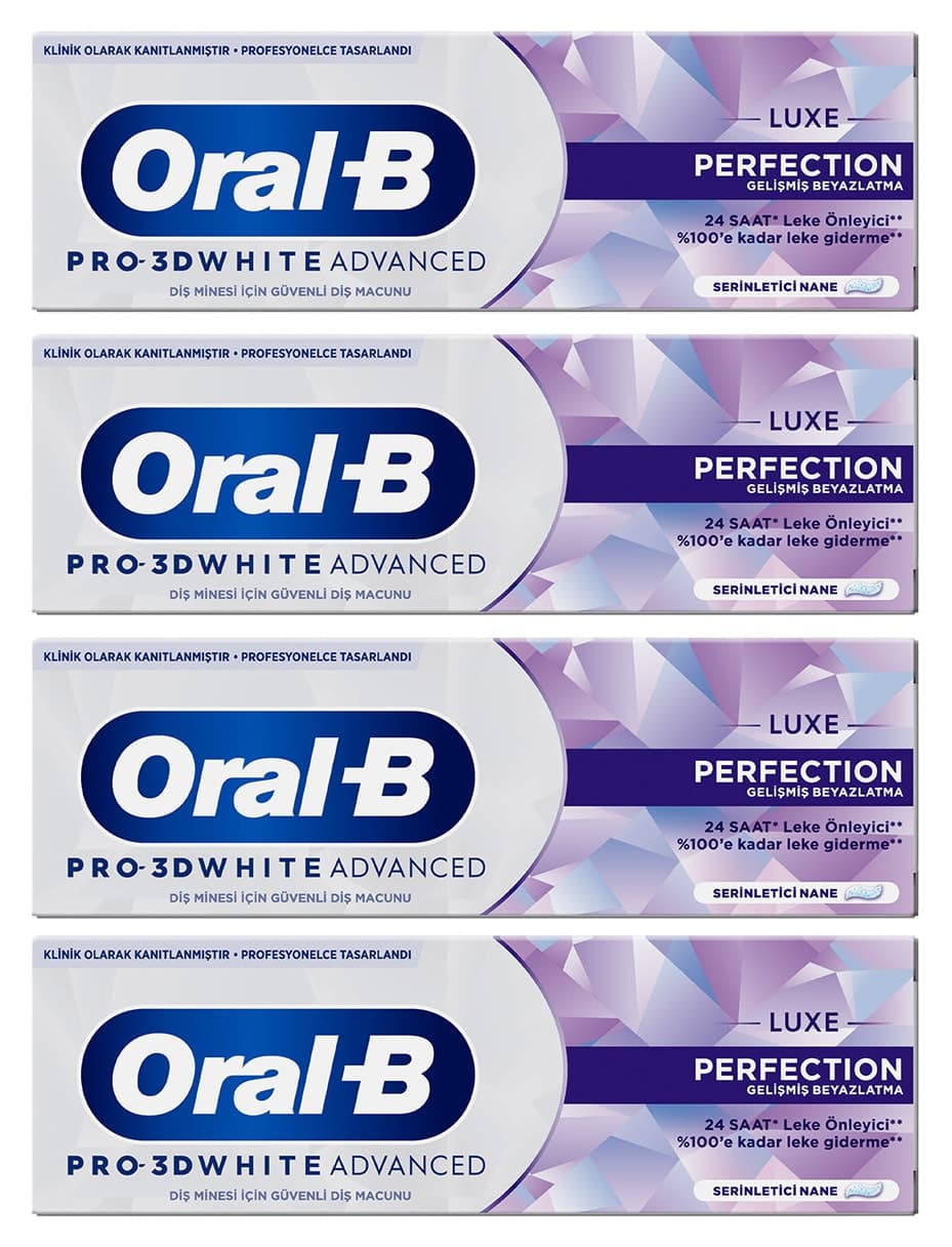 خمیر دندان Oral-B Pro 3D White Advanced Luxe Perfection 75 ml x 4 خمیر دندان Oral-B Pro 3D White Advanced Luxe Perfection 75 ml x 4
