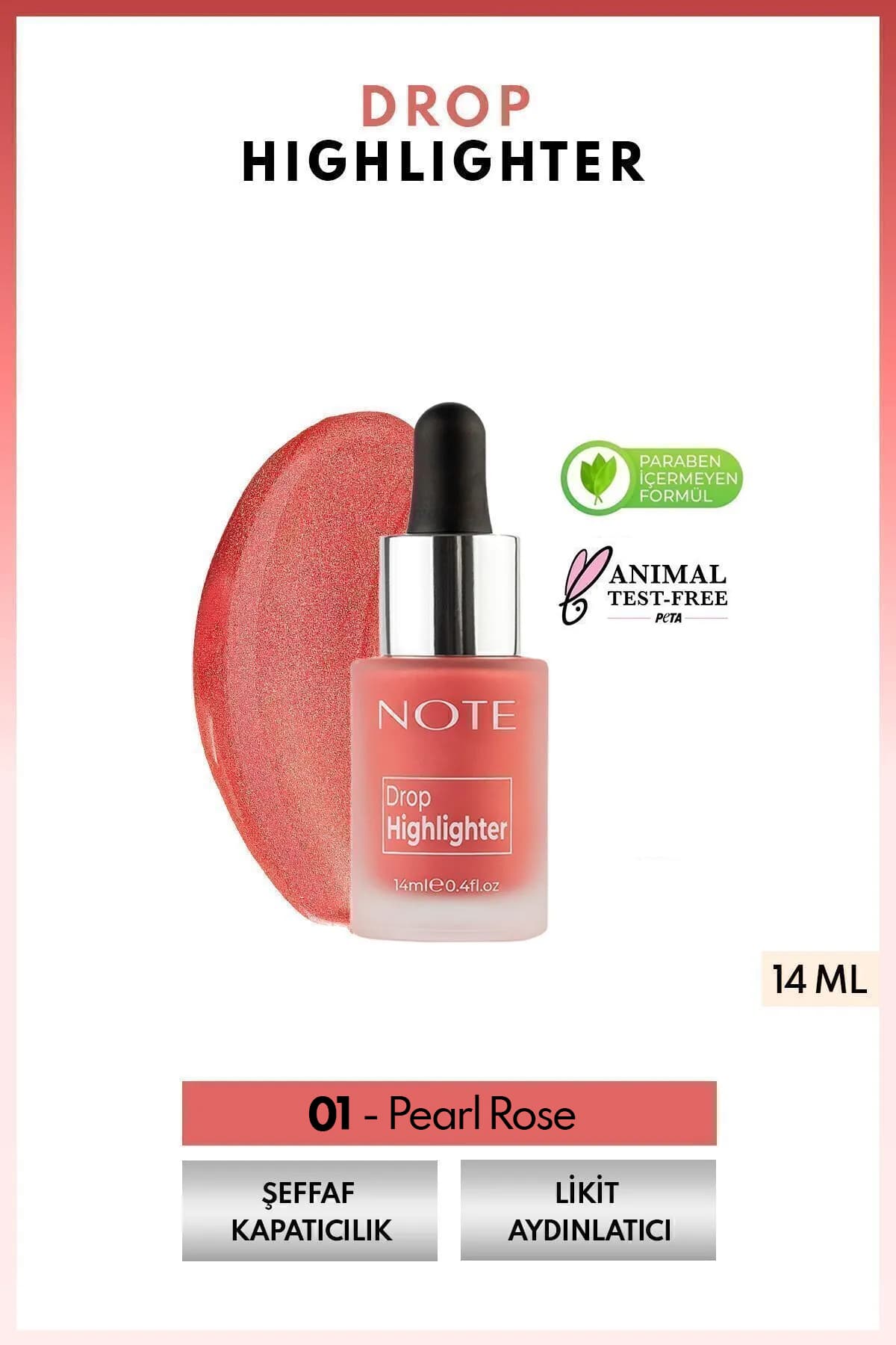 هایلایتر مایع درخشان Note Cosmetics Drop مدل 01 Pearl Rose هایلایتر مایع درخشان Note Cosmetics Drop مدل 01 Pearl Rose