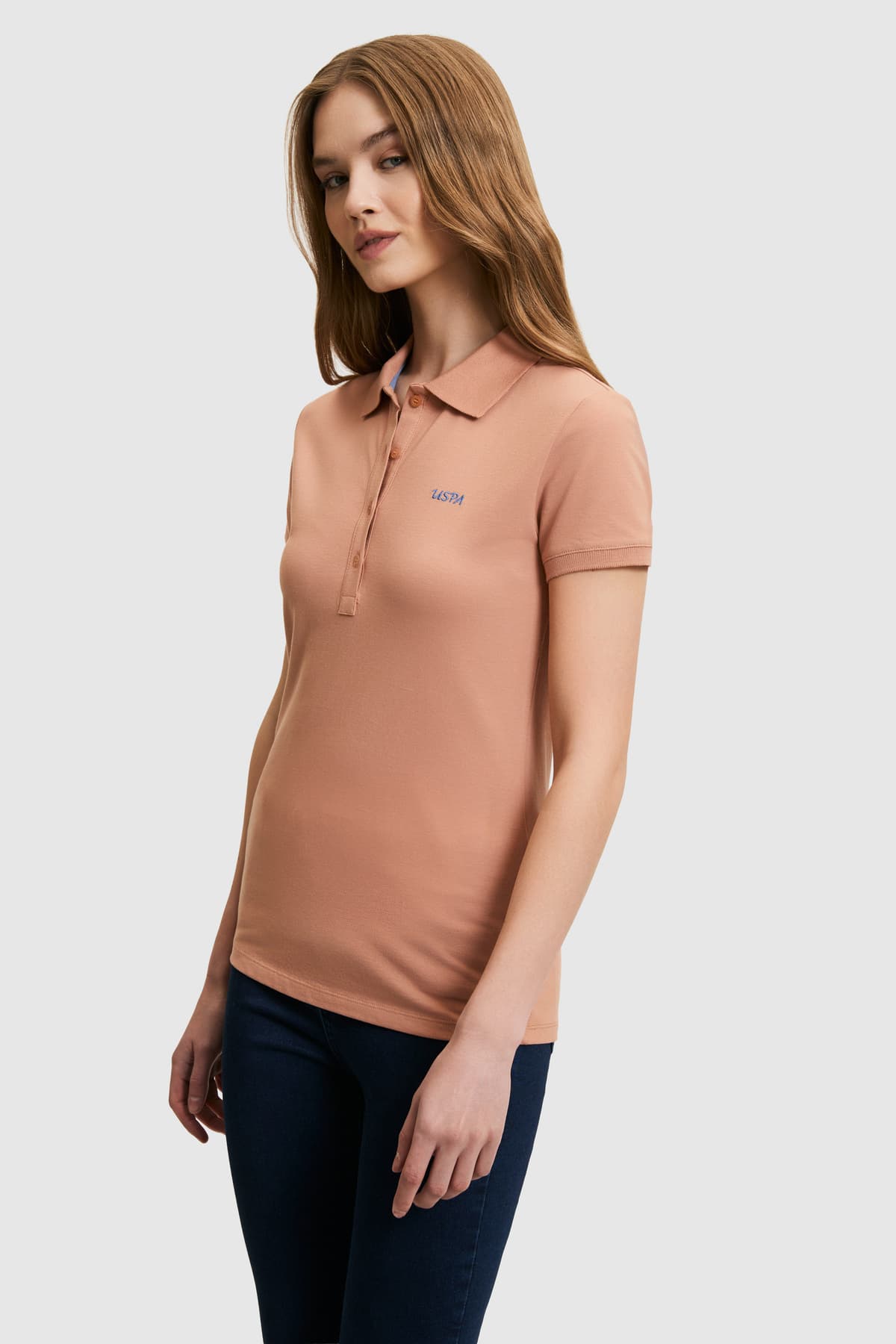 تیشرت زنانه یقه پولو U.S. Polo Assn. پودری ساده مدل 50323461-VR042 تیشرت زنانه یقه پولو U.S. Polo Assn. پودری ساده مدل 50323461-VR042