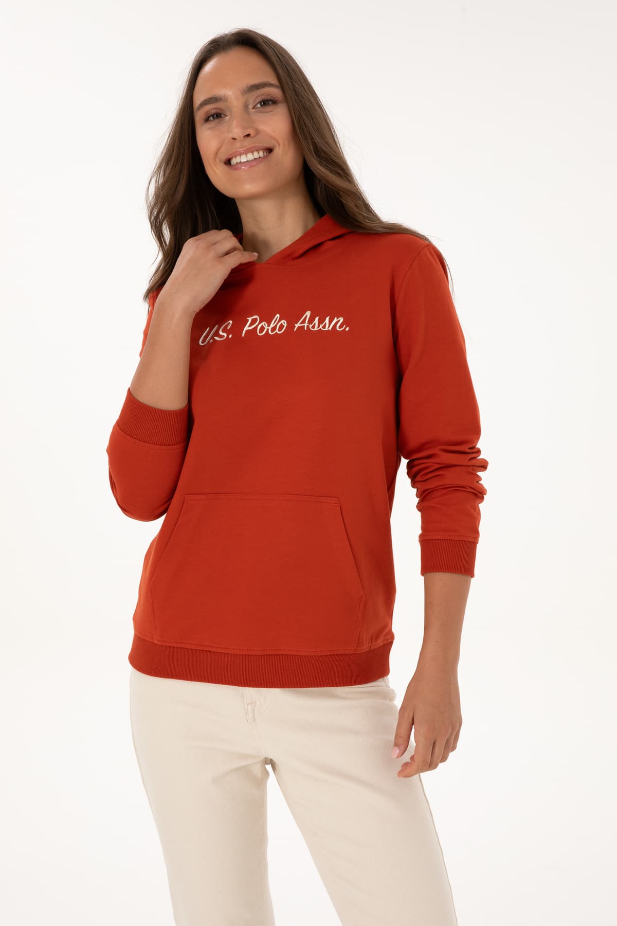 سوئیشرت زنانه U.S. Polo Assn. کلاهدار رنگ قرمز آجری مدل 50313559-VR031 سوئیشرت زنانه U.S. Polo Assn. کلاهدار رنگ قرمز آجری مدل 50313559-VR031