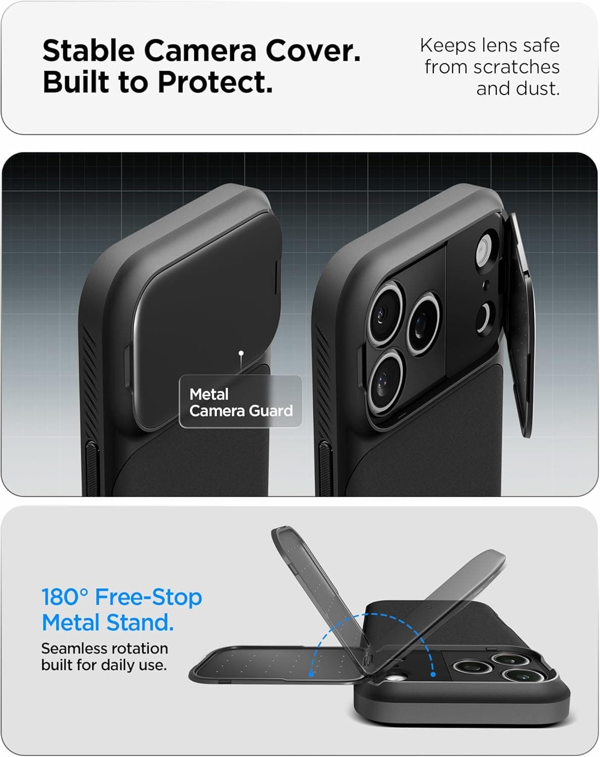 قاب MagSafe سازگار با iPhone 18 Pro / 17 Pro Spigen مشکی Optik Armor Mag Fit مدل ACS09953 قاب MagSafe سازگار با iPhone 18 Pro / 17 Pro Spigen مشکی Optik Armor Mag Fit مدل ACS09953