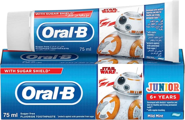 خمیر دندان Oral-B Junior Sugar Shield نعنای ملایم بالای ۶ سال 75 ml خمیر دندان Oral-B Junior Sugar Shield نعنای ملایم بالای ۶ سال 75 ml