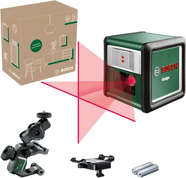 تراز لیزری خطی Bosch سری Quigo همراه MM2 با برد کاری ۱۰ متر تراز لیزری خطی Bosch سری Quigo همراه MM2 با برد کاری ۱۰ متر