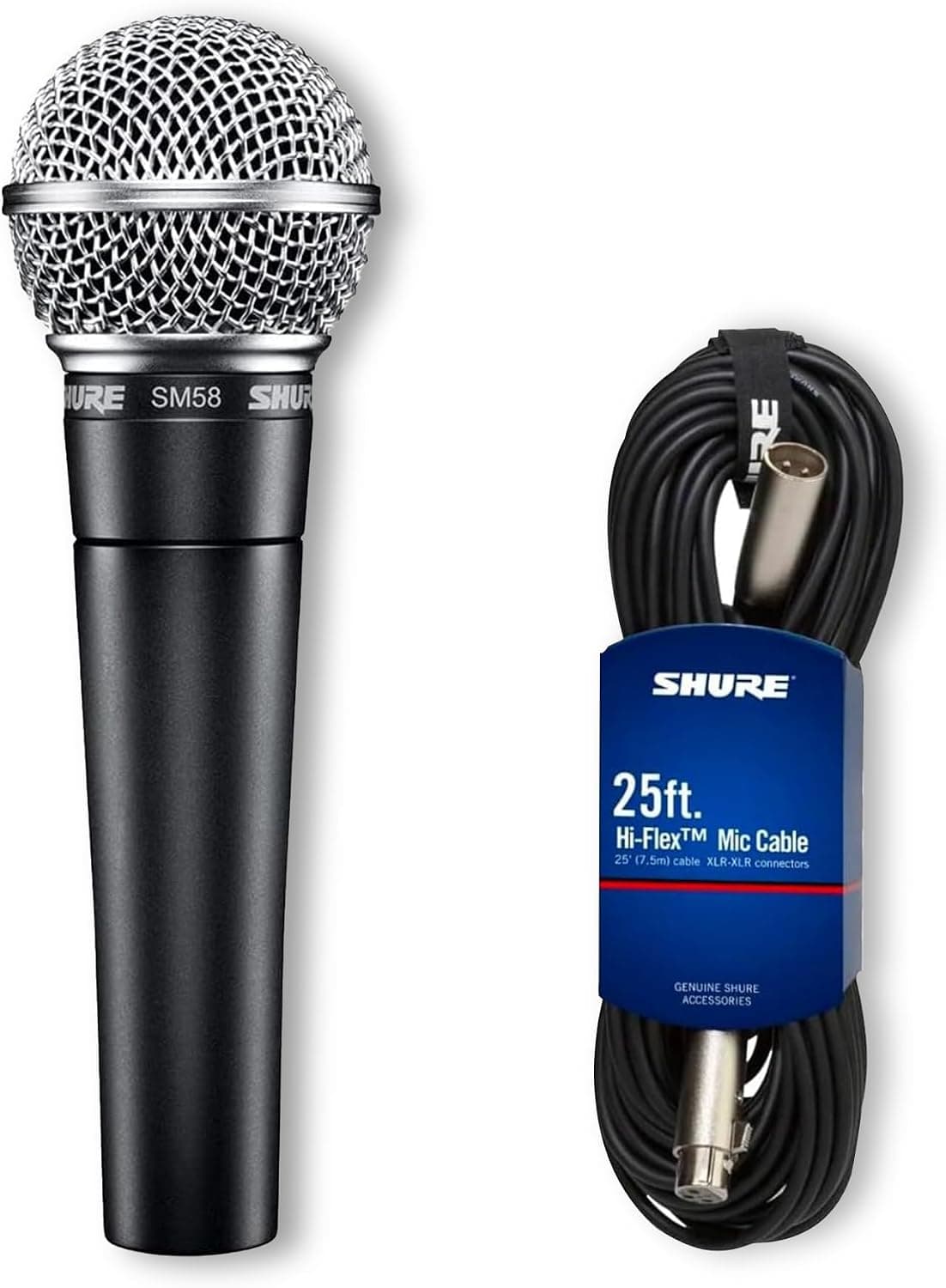 میکروفون ووکال Shure داینامیک کاردیوئید مدل SM58 به همراه کابل XLR 7.5m میکروفون ووکال Shure داینامیک کاردیوئید مدل SM58 به همراه کابل XLR 7.5m