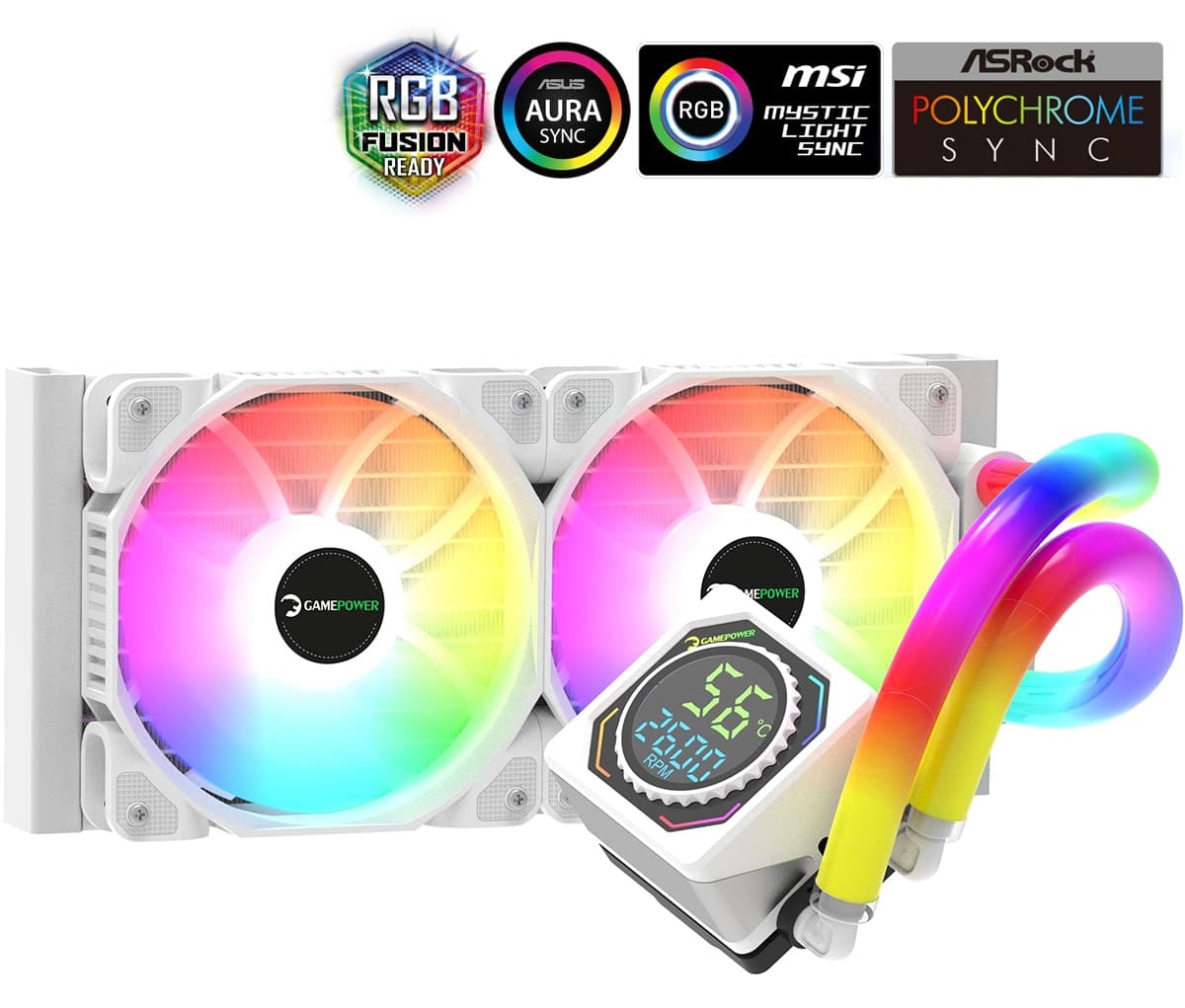 خنککننده مایع CPU Gamepower سفید ARGB لوله RGB 240mm مدل Skadi Square 240 خنککننده مایع CPU Gamepower سفید ARGB لوله RGB 240mm مدل Skadi Square 240