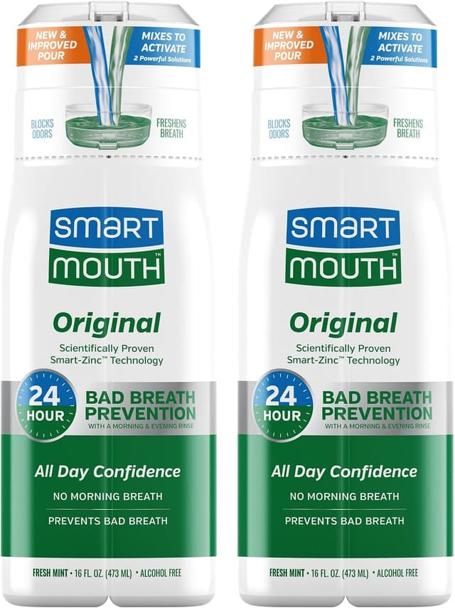 دهانشویه SmartMouth Original Zinc Activated نعنای تازه 16 fl oz 2-Pack دهانشویه SmartMouth Original Zinc Activated نعنای تازه 16 fl oz 2-Pack