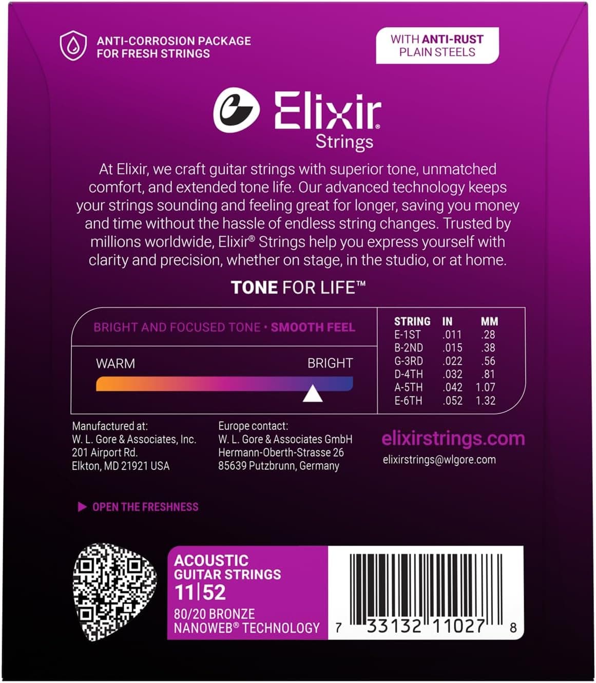 سیم گیتار آکوستیک Elixir برنز فسفر Nanoweb 11-52 مدل 16027 سیم گیتار آکوستیک Elixir برنز فسفر Nanoweb 11-52 مدل 16027