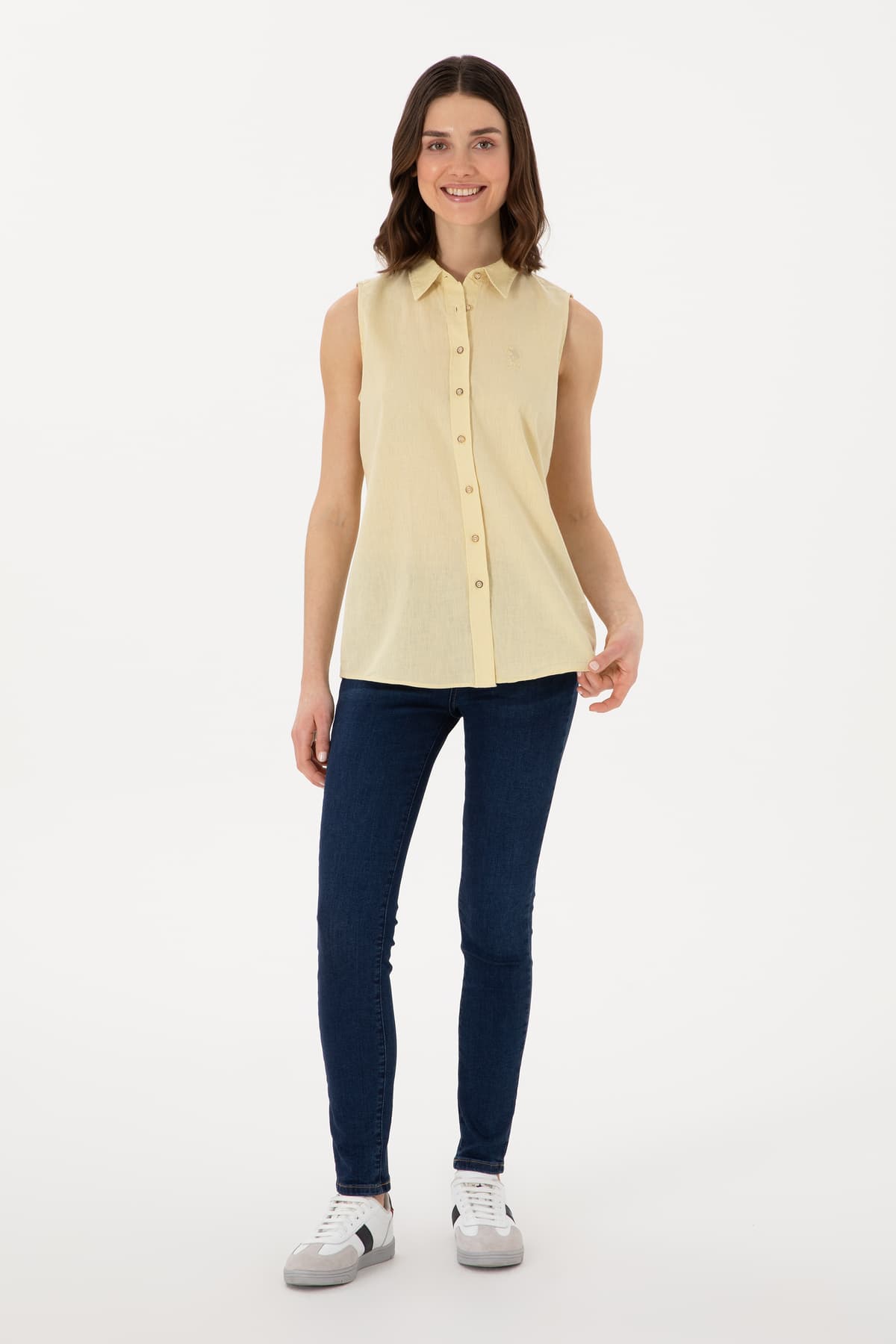 پیراهن زنانه U.S. Polo Assn. خاکی روشن کتانترکیبی آستین کوتاه مدل 50298111-VR183 پیراهن زنانه U.S. Polo Assn. خاکی روشن کتانترکیبی آستین کوتاه مدل 50298111-VR183