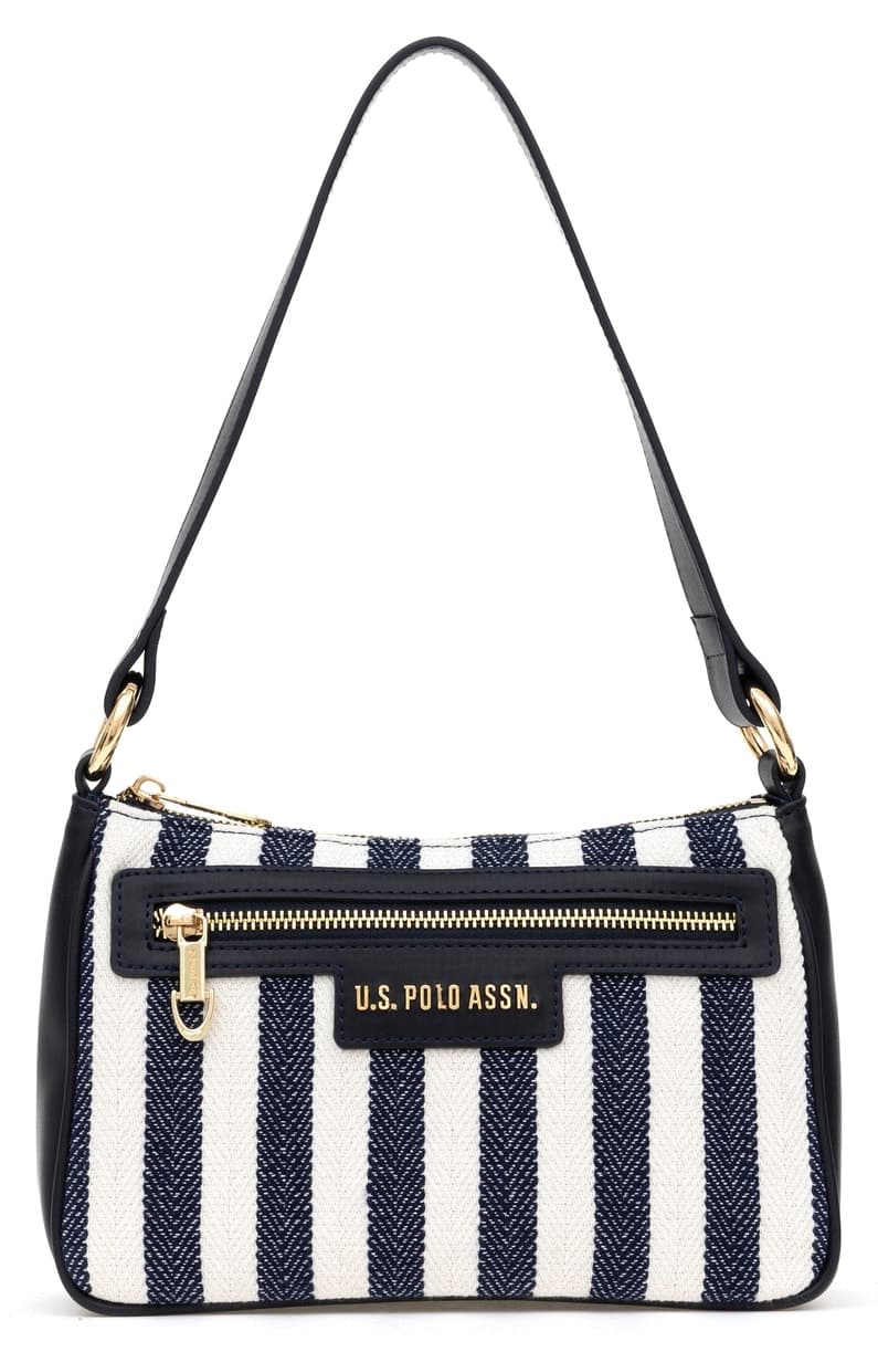کیف دستی زنانه U.S. Polo Assn. کانواس راهراه سرمهای مدل 50311436-VR033 کیف دستی زنانه U.S. Polo Assn. کانواس راهراه سرمهای مدل 50311436-VR033