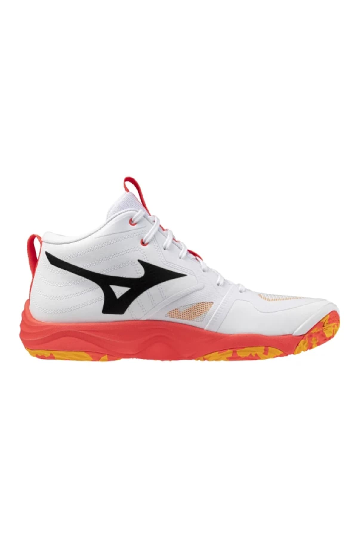 کفش والیبال مردانه Mizuno سفید و نارنجی Wave Momentum Elite MID کفش والیبال مردانه Mizuno سفید و نارنجی Wave Momentum Elite MID