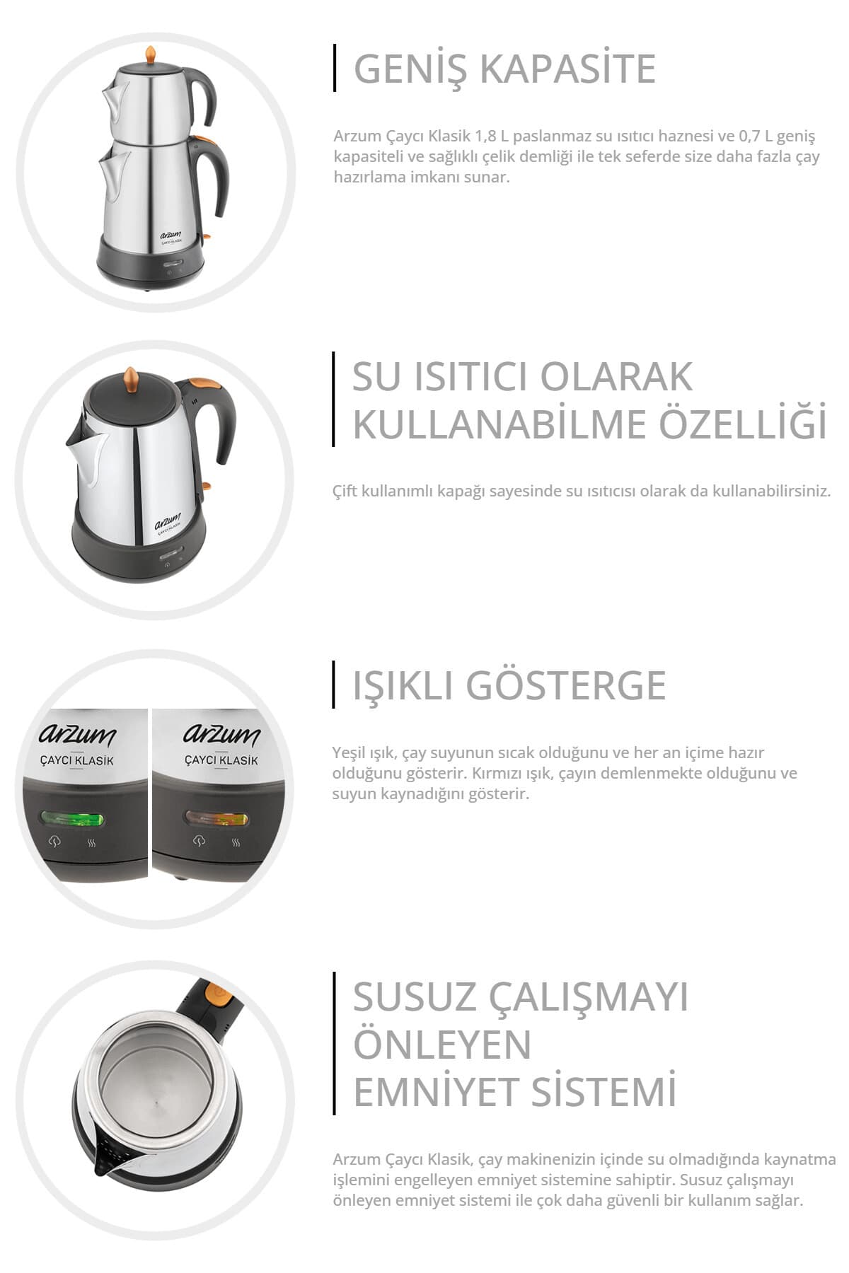 چایساز Arzum Çaycı کلاسیک فولاد ضدزنگ مدل Ar3004-ınx چایساز Arzum Çaycı کلاسیک فولاد ضدزنگ مدل Ar3004-ınx