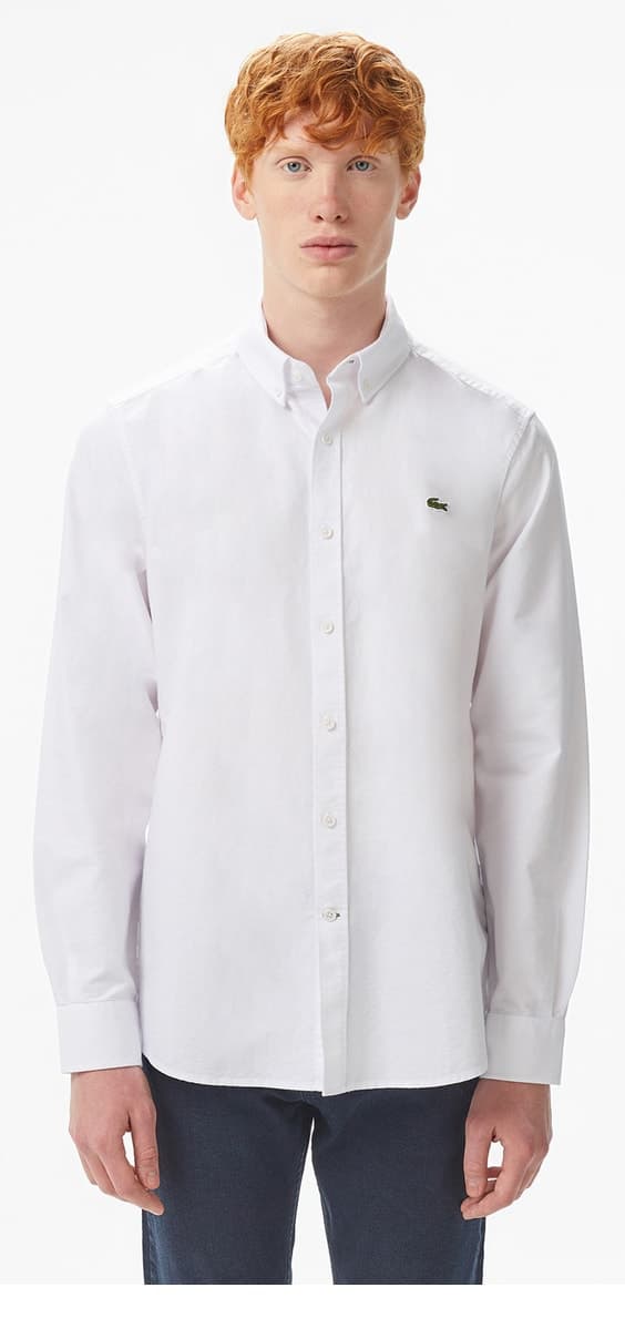 پیراهن مردانه Lacoste سفید اسلیم فیت پیراهن مردانه Lacoste سفید اسلیم فیت
