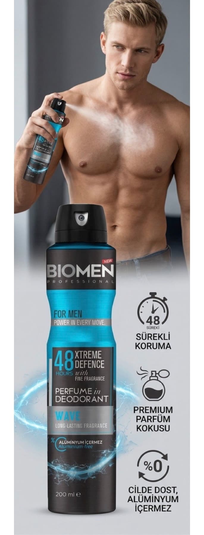 دئودورانت عطری مردانه Biomen مدل Wave 200 ml دئودورانت عطری مردانه Biomen مدل Wave 200 ml