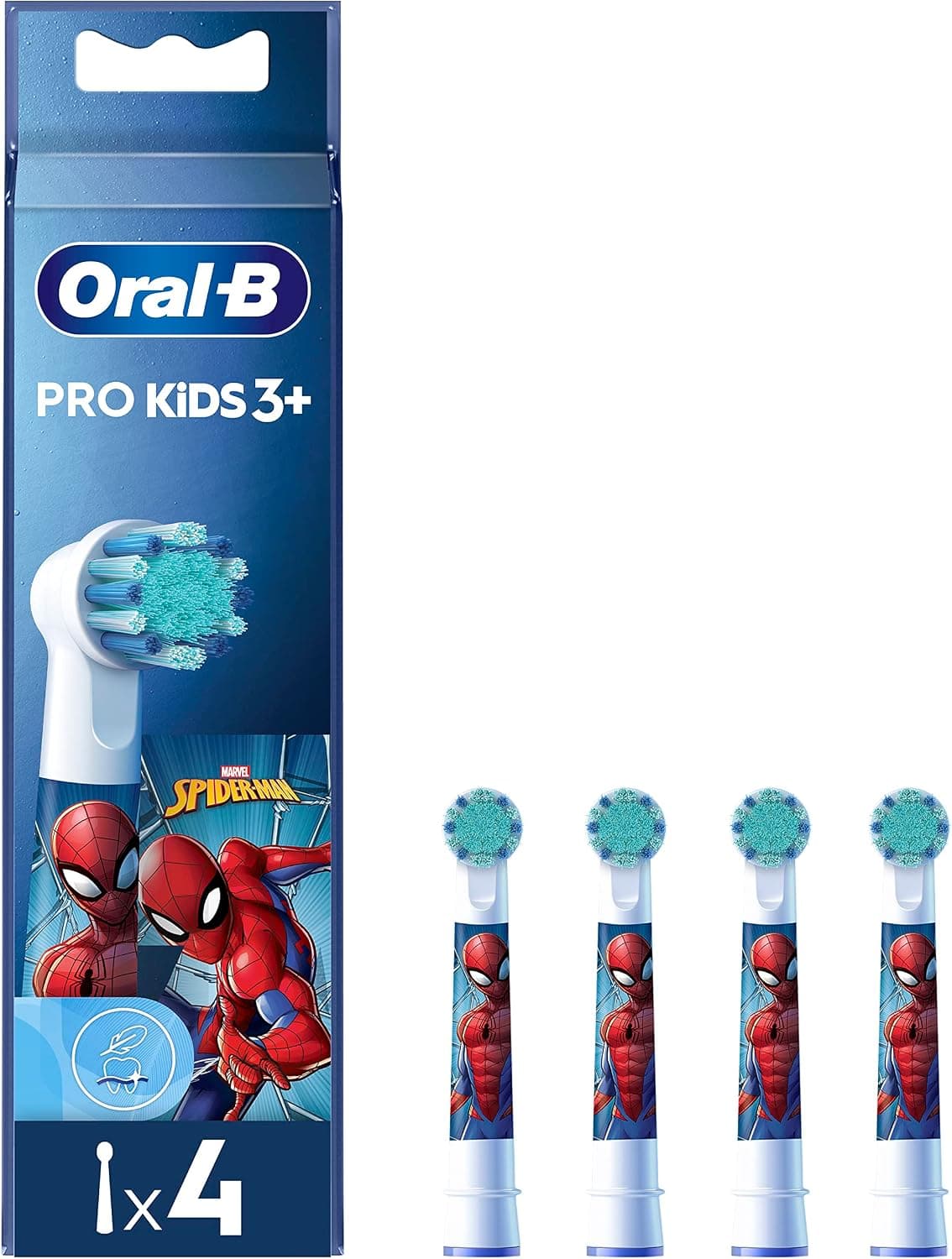 سری مسواک برقی کودک Oral-B با طرح Spiderman، الیاف فوقالعاده نرم، مناسب 3+ سال، بسته 4 عددی، سفید سری مسواک برقی کودک Oral-B با طرح Spiderman، الیاف فوقالعاده نرم، مناسب 3+ سال، بسته 4 عددی، سفید