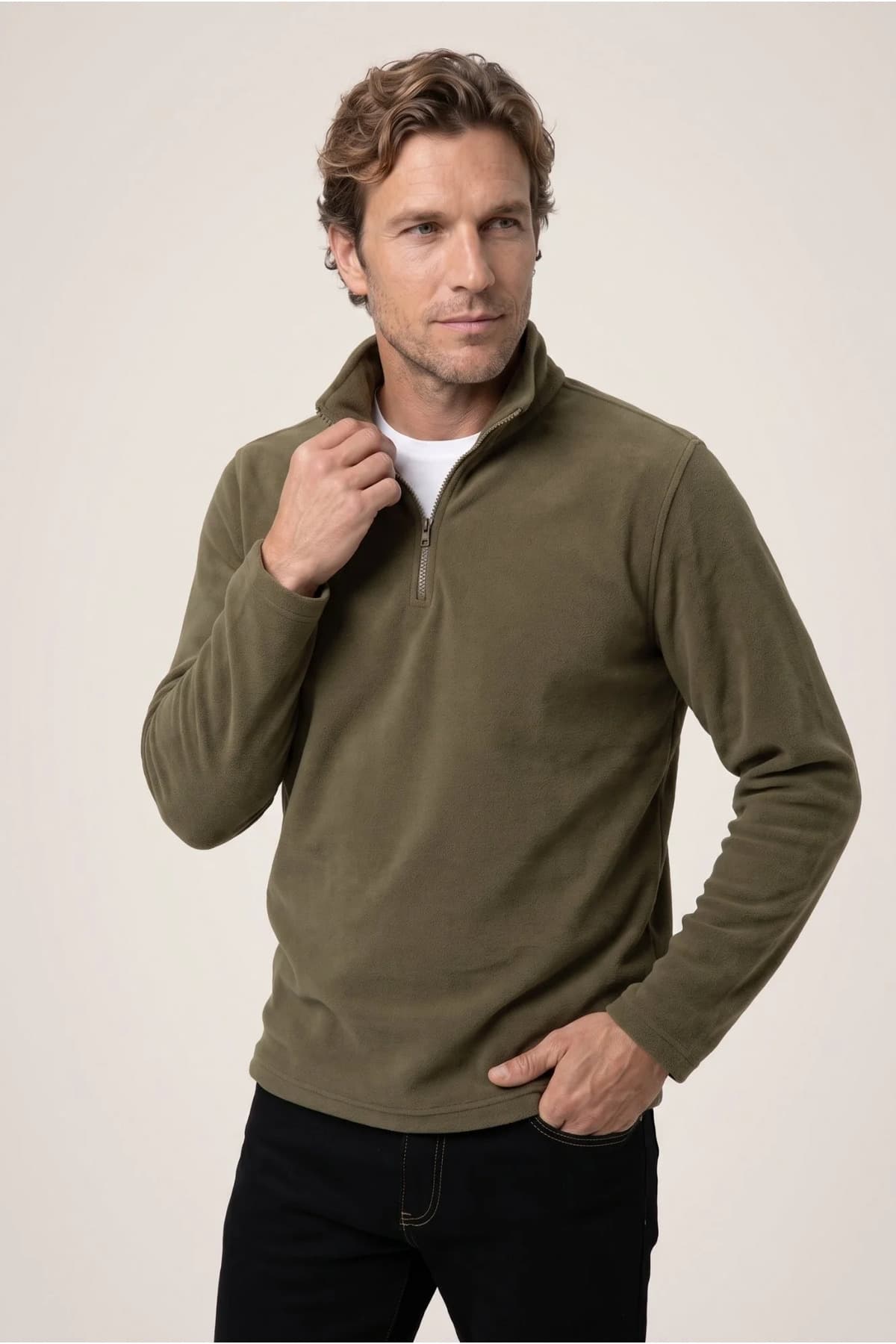 سوئیشرت مردانه Kiğılı زیپدار یقه قایقی فیت معمولی پولار سوئیشرت مردانه Kiğılı زیپدار یقه قایقی فیت معمولی پولار