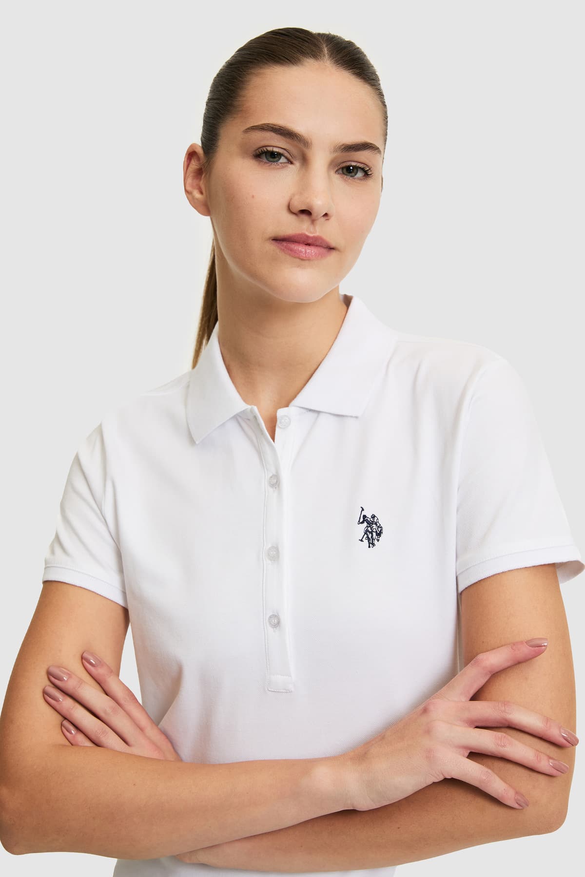 تیشرت زنانه یقه پولو U.S. Polo Assn. سفید ساده مدل 50321818-VR013 تیشرت زنانه یقه پولو U.S. Polo Assn. سفید ساده مدل 50321818-VR013