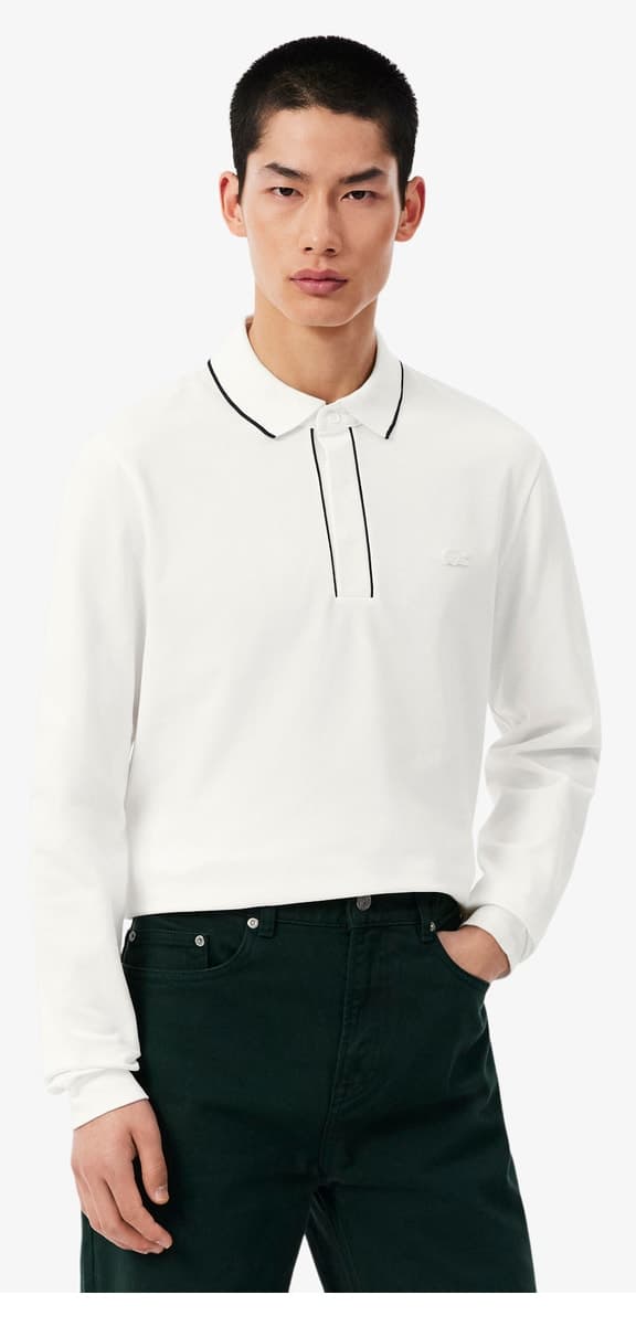پولوشرت مردانه Lacoste فیت معمولی آستین بلند سفید مدل Paris پولوشرت مردانه Lacoste فیت معمولی آستین بلند سفید مدل Paris