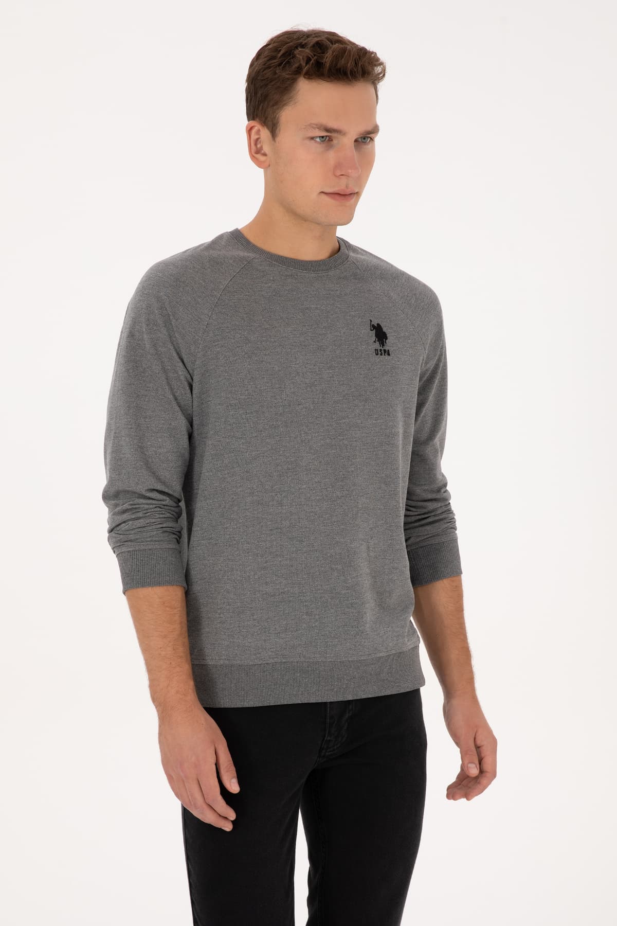 سوئیشرت مردانه U.S. Polo Assn. فیت معمولی یقه گرد خاکستری ملانژ مدل 50308103-VR081 سوئیشرت مردانه U.S. Polo Assn. فیت معمولی یقه گرد خاکستری ملانژ مدل 50308103-VR081