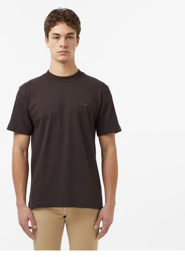 تیشرت مردانه Lacoste یقه گرد فیت آزاد قهوهای تیشرت مردانه Lacoste یقه گرد فیت آزاد قهوهای