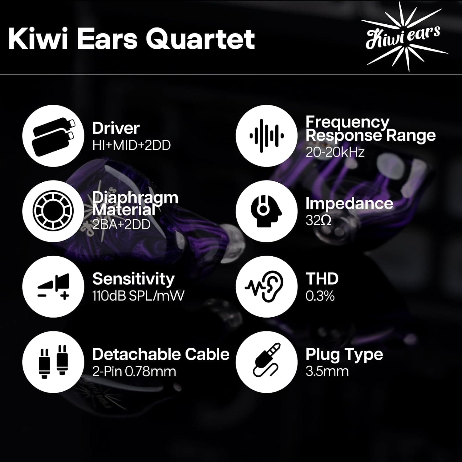 ایرفون درونگوش Linsoul هیبرید مدل Kiwi Ears Quartet 2DD+2BA ایرفون درونگوش Linsoul هیبرید مدل Kiwi Ears Quartet 2DD+2BA