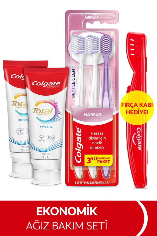 ست بهداشت دهان Colgate شامل 2 عدد خمیردندان Total Whitening 50 ml، مسواک Gentle Clean 2+1 و جامسواکی ست بهداشت دهان Colgate شامل 2 عدد خمیردندان Total Whitening 50 ml، مسواک Gentle Clean 2+1 و جامسواکی
