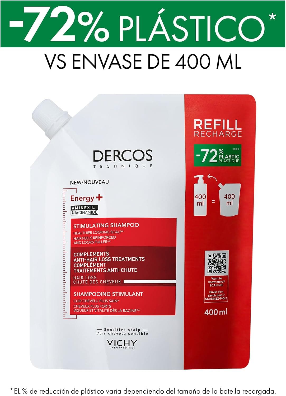 شامپو VICHY Dercos Energy+ ضد ریزش بسته پرکن 400 ml شامپو VICHY Dercos Energy+ ضد ریزش بسته پرکن 400 ml