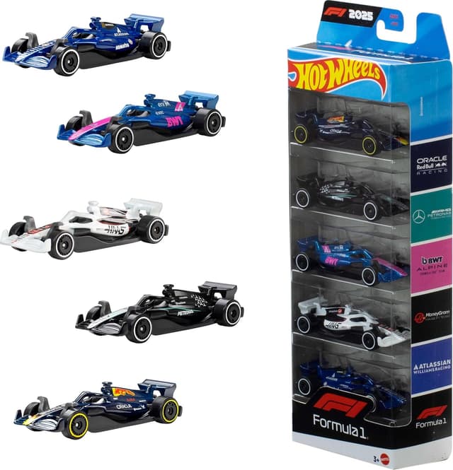 بسته ۵ عددی خودرو Formula 1 Hot Wheels مدل JLN11 بسته ۵ عددی خودرو Formula 1 Hot Wheels مدل JLN11