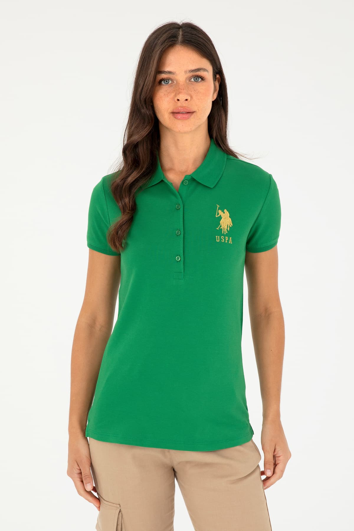 تیشرت زنانه U.S. Polo Assn. سبز یقه پولو بیسیک مدل 50280071-VR054 تیشرت زنانه U.S. Polo Assn. سبز یقه پولو بیسیک مدل 50280071-VR054