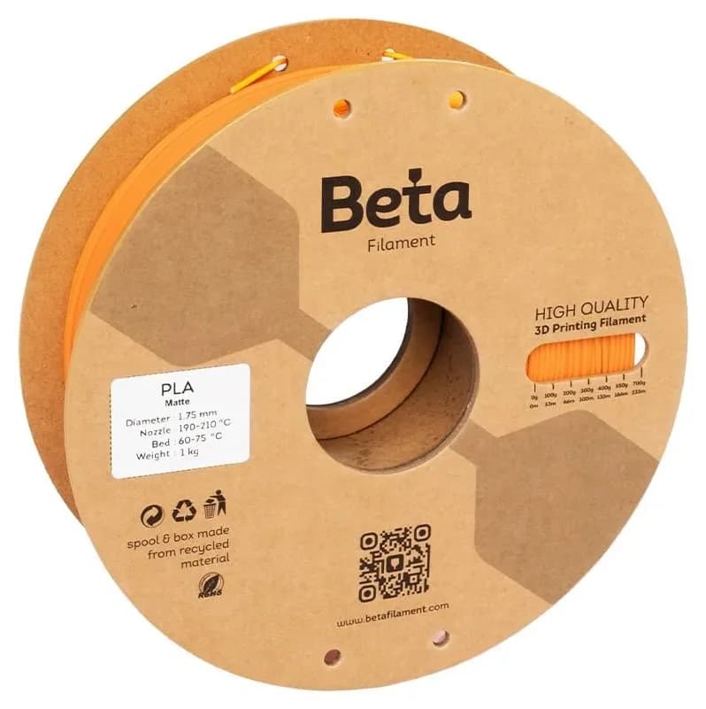 فیلامنت پرینتر سه بعدی Beta Filament PLA-Matte نارنجی فیلامنت پرینتر سه بعدی Beta Filament PLA-Matte نارنجی