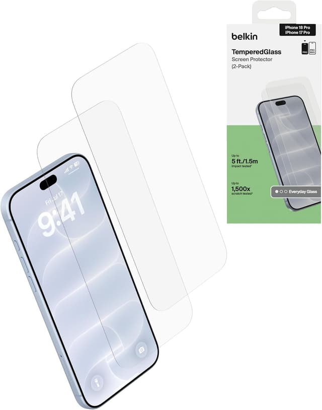 محافظ صفحه Belkin شیشه تمپرد iPhone 18 Pro / 17 Pro 2 عددی محافظ صفحه Belkin شیشه تمپرد iPhone 18 Pro / 17 Pro 2 عددی