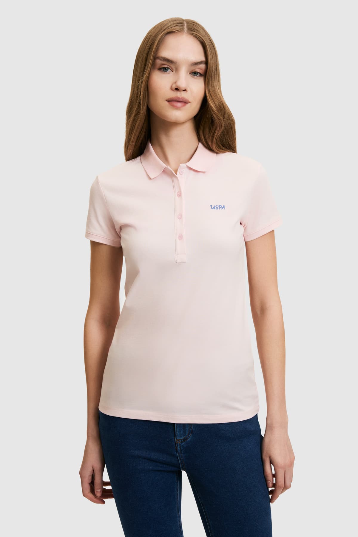 تیشرت یقه پولو زنانه U.S. Polo Assn. صورتی روشن با جزئیات دکمه مدل 50323461-VR078 تیشرت یقه پولو زنانه U.S. Polo Assn. صورتی روشن با جزئیات دکمه مدل 50323461-VR078