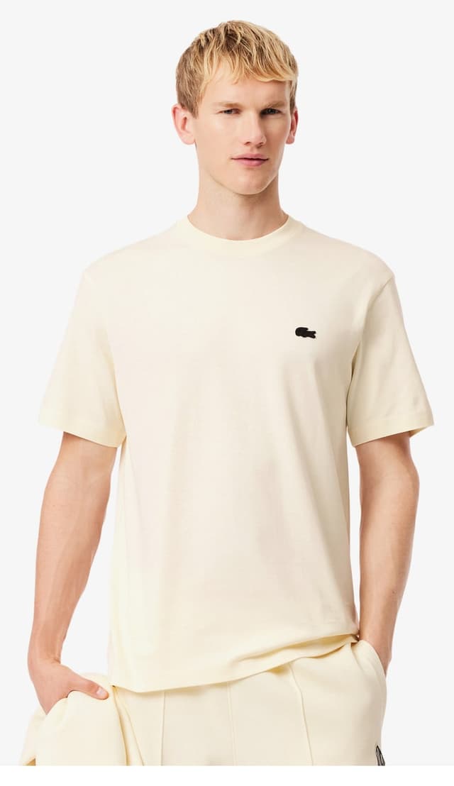 تیشرت مردانه Lacoste زرد یقهگرد فیت کلاسیک تیشرت مردانه Lacoste زرد یقهگرد فیت کلاسیک