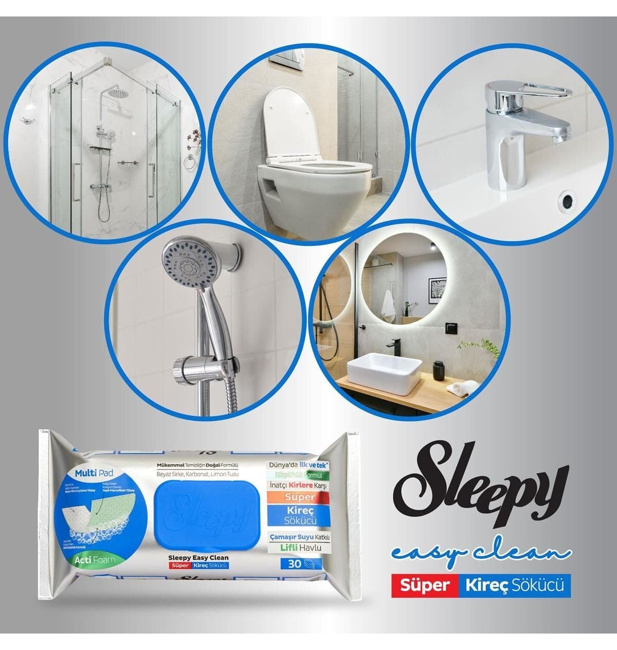 دستمال تمیزکننده سطح Sleepy Easy Clean چربیبر و آهکزدا 2x30 دستمال تمیزکننده سطح Sleepy Easy Clean چربیبر و آهکزدا 2x30