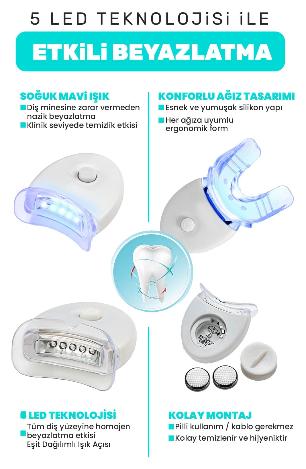 ست سفیدکننده دندان smileshop با 5 LED ست سفیدکننده دندان smileshop با 5 LED