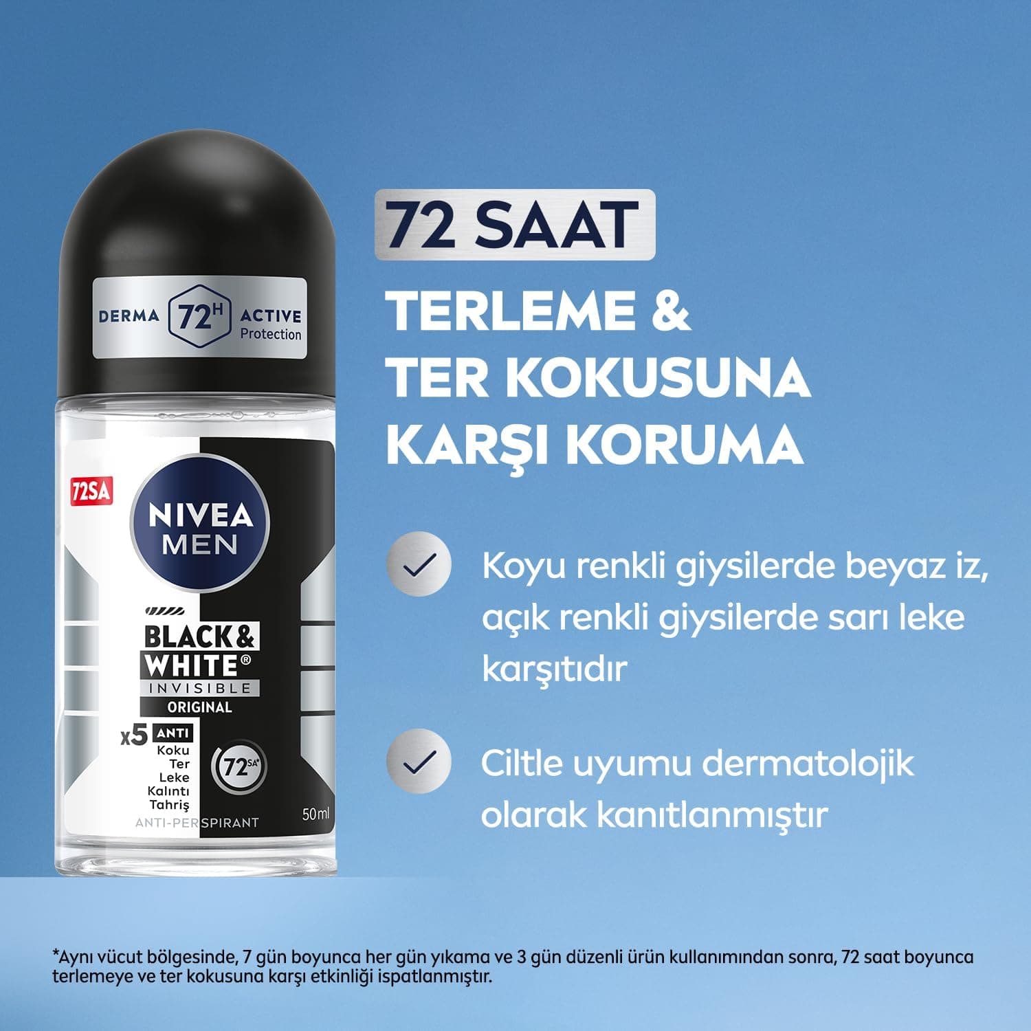 رولآن ضدتعریق مردانه NIVEA Black&White Invisible Original 50 ml با محافظت 72 ساعته بدون الکل اتیلیک رولآن ضدتعریق مردانه NIVEA Black&White Invisible Original 50 ml با محافظت 72 ساعته بدون الکل اتیلیک