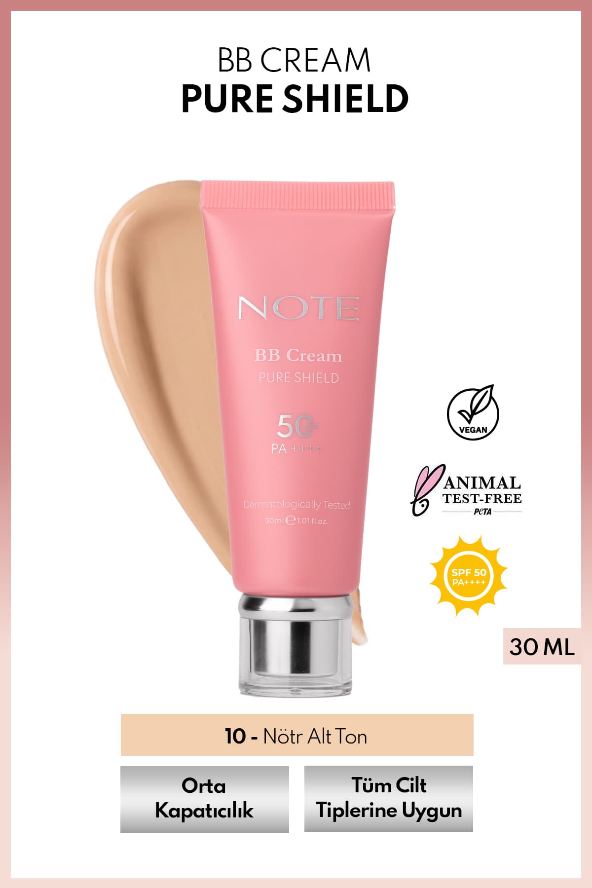 کرم BB Note Cosmetics Pure Shield SPF 50+ PA++++ حاوی هیالورونیک اسید و سرامید شماره 10 روشن کرم BB Note Cosmetics Pure Shield SPF 50+ PA++++ حاوی هیالورونیک اسید و سرامید شماره 10 روشن