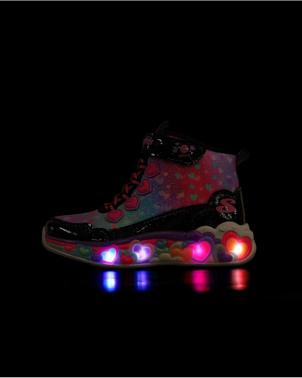 بوت دخترانه Skechers مشکی چراغدار Eternal Heart Lights مدل 303262L BKMT بوت دخترانه Skechers مشکی چراغدار Eternal Heart Lights مدل 303262L BKMT