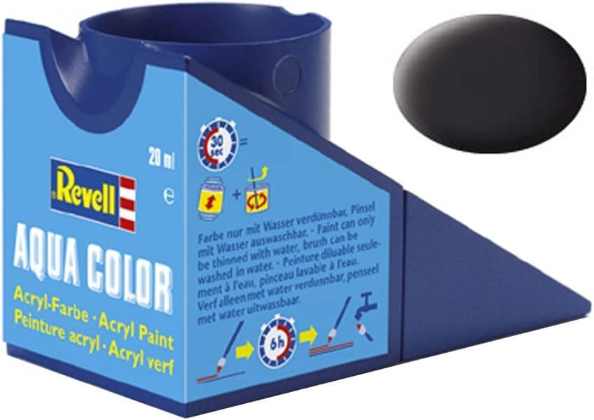 رنگ ماکت Revell بر پایه آب سیاه قیری مات 18ml مدل 36106 رنگ ماکت Revell بر پایه آب سیاه قیری مات 18ml مدل 36106