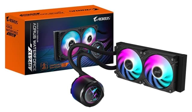 خنککننده مایع CPU گیمینگ GIGABYTE با فن قفل مغناطیسی و نمایشگر Full Color LCD 60 x 60mm مدل AORUS WATERFORCE X II 240 خنککننده مایع CPU گیمینگ GIGABYTE با فن قفل مغناطیسی و نمایشگر Full Color LCD 60 x 60mm مدل AORUS WATERFORCE X II 240