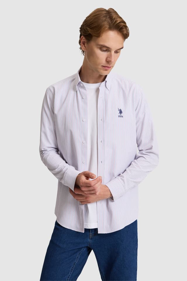 پیراهن مردانه U.S. Polo Assn. بنفش آستین بلند مدل 50324659-VR034 پیراهن مردانه U.S. Polo Assn. بنفش آستین بلند مدل 50324659-VR034