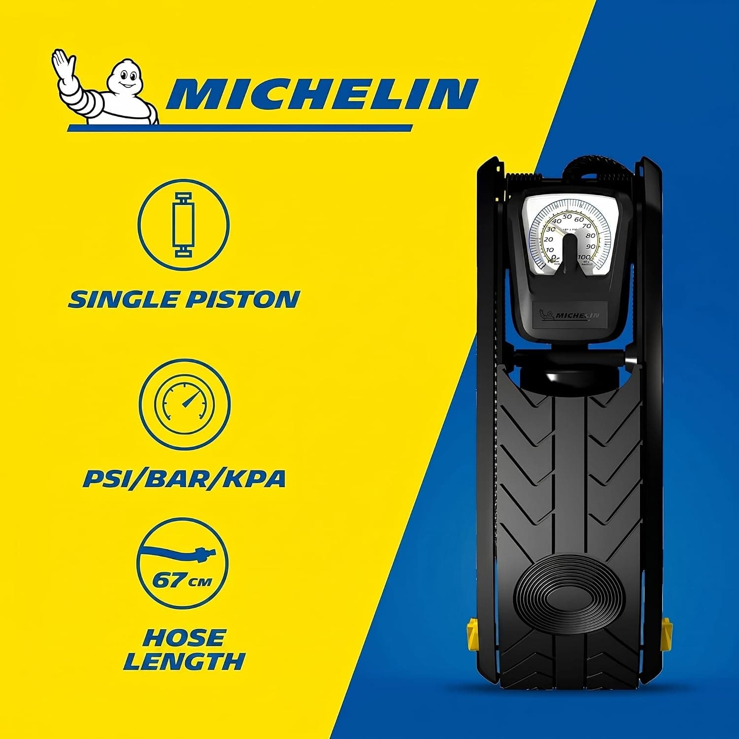 تلمبه باد پایی MICHELIN با نشانگر فشار مدل MC12204 تلمبه باد پایی MICHELIN با نشانگر فشار مدل MC12204