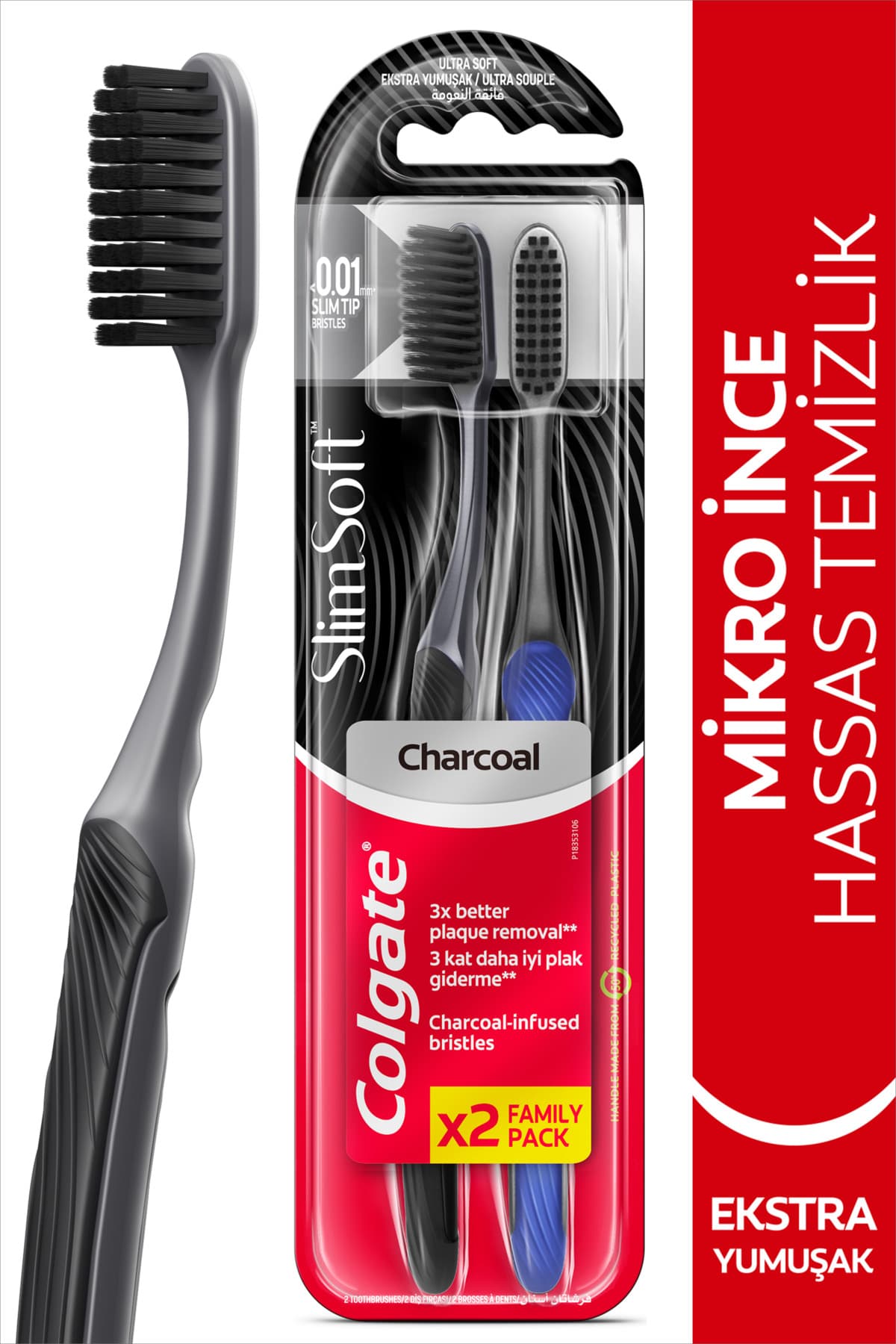 مسواک نرم Colgate با الیاف فوقباریک زغالی برای پاکسازی حساس 1+1 مسواک نرم Colgate با الیاف فوقباریک زغالی برای پاکسازی حساس 1+1