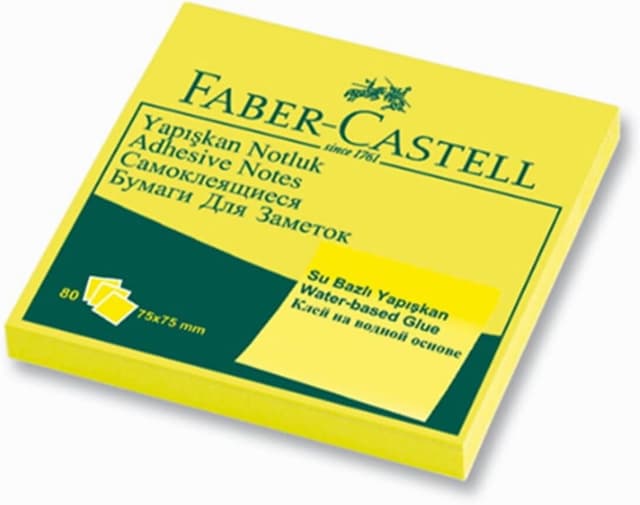 یادداشت چسبدار Faber-Castell مربع 75x75MM زرد فسفری یادداشت چسبدار Faber-Castell مربع 75x75MM زرد فسفری