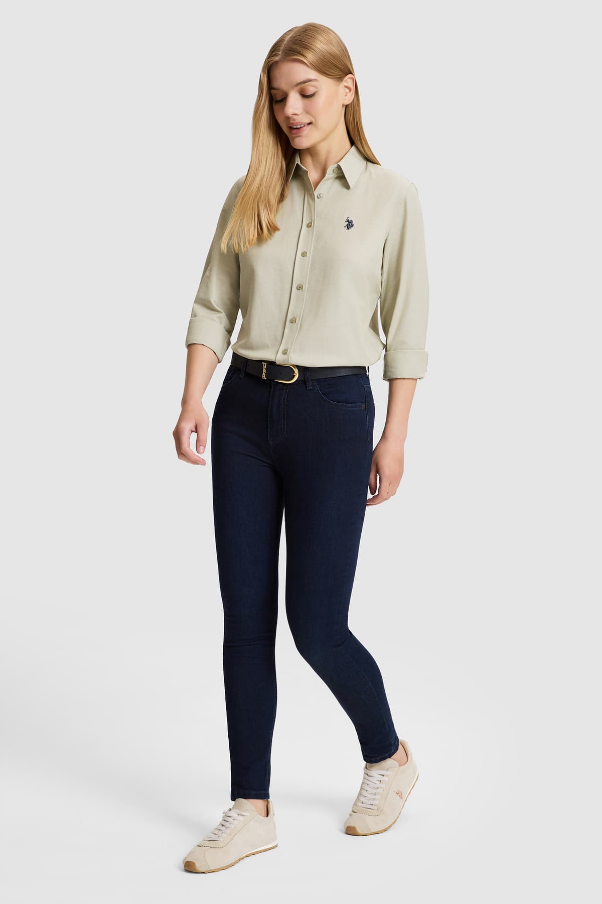 پیراهن زنانه U.S. Polo Assn. خاکی روشن آستینبلند ساده مدل 50324791-VR183 پیراهن زنانه U.S. Polo Assn. خاکی روشن آستینبلند ساده مدل 50324791-VR183
