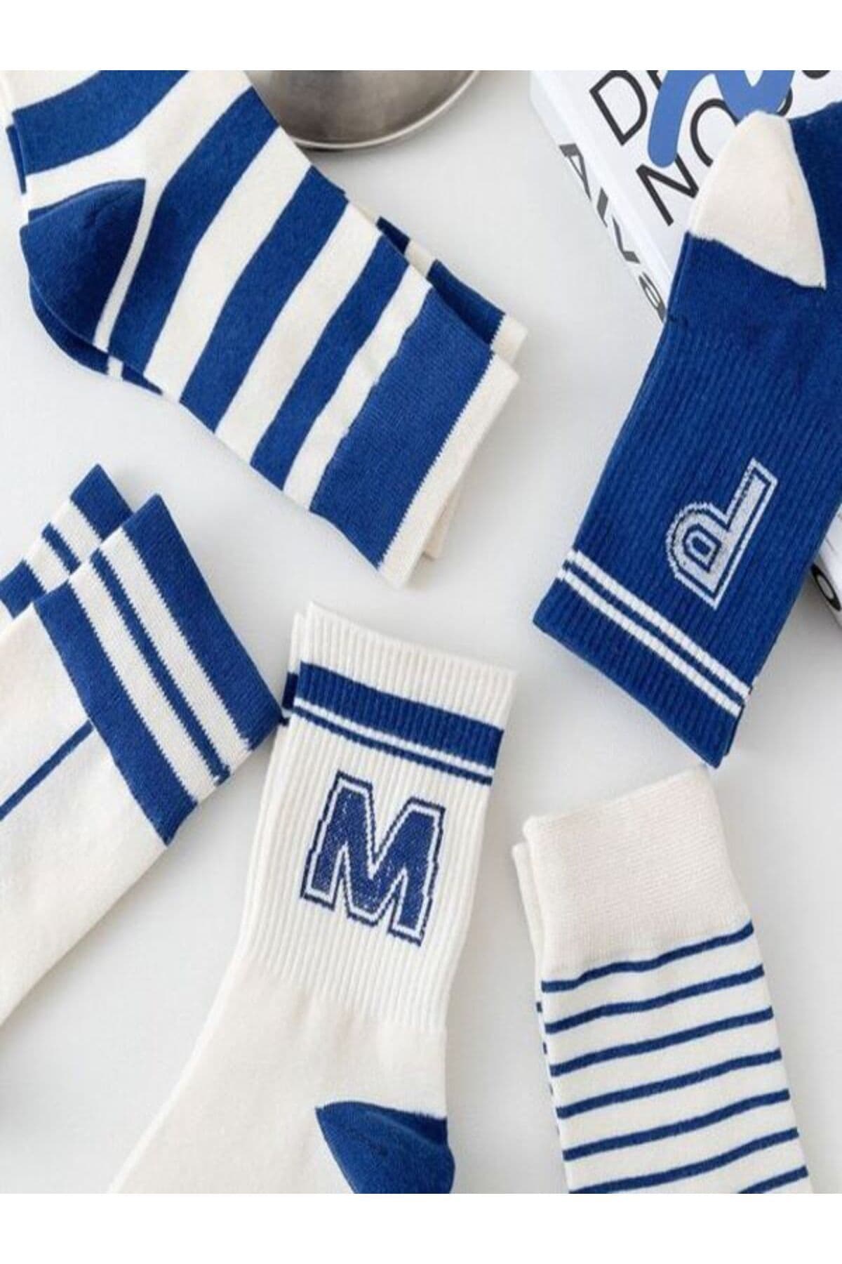ست جوراب ساق کوتاه یونیسکس Sky Socks راه راه آبی معطر 5 عددی ست جوراب ساق کوتاه یونیسکس Sky Socks راه راه آبی معطر 5 عددی