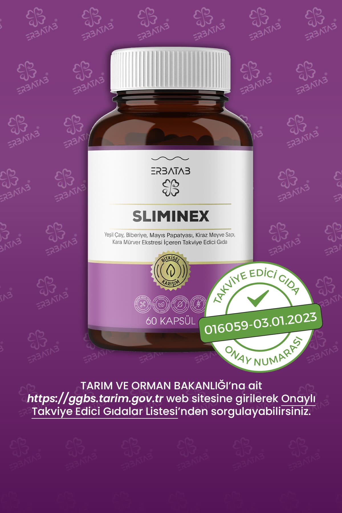 کپسول Sliminex حاوی عصاره چای سبز، رزماری، بابونه و دمگیلاس Erbatab، 60 عدد کپسول Sliminex حاوی عصاره چای سبز، رزماری، بابونه و دمگیلاس Erbatab، 60 عدد